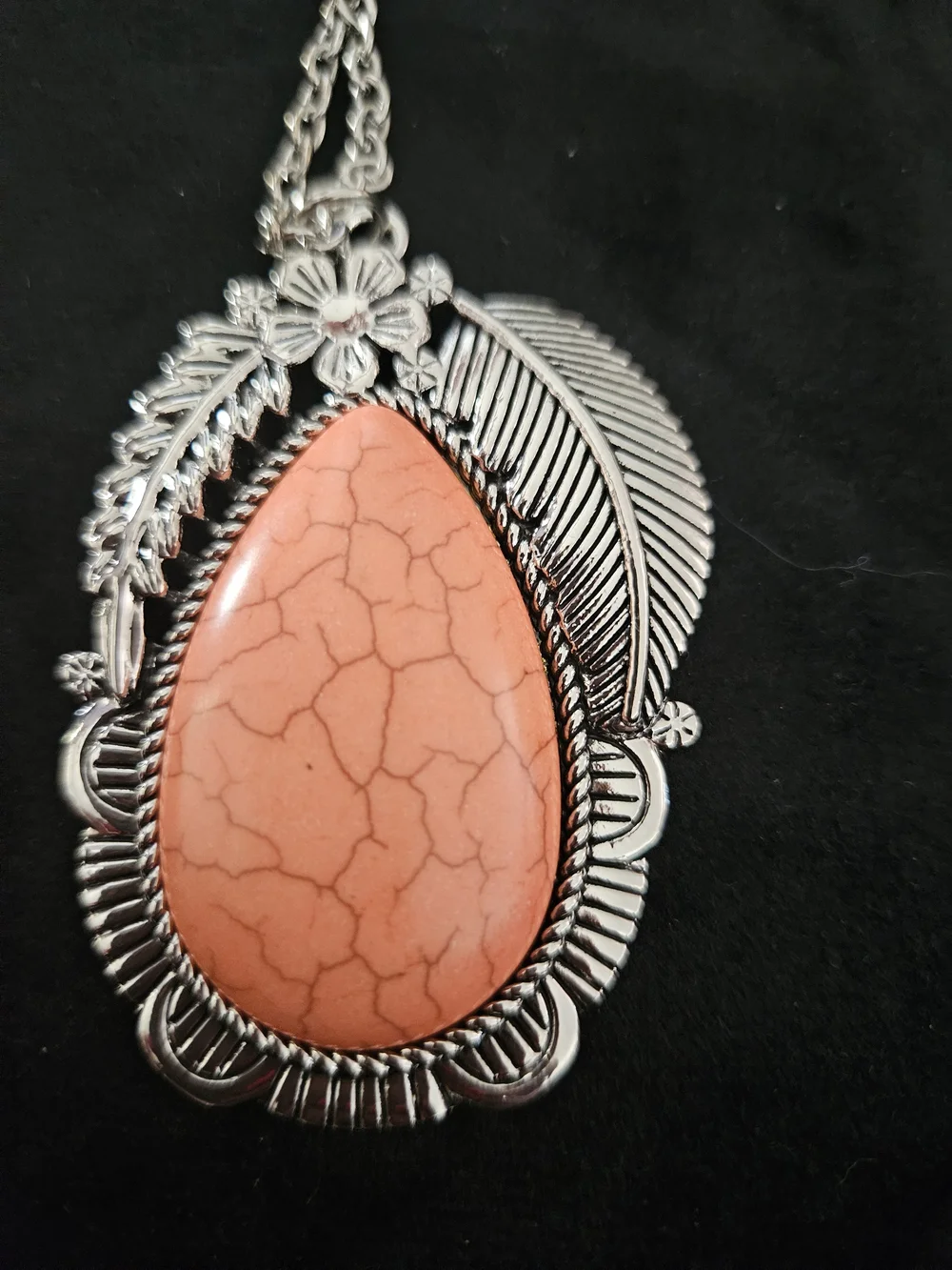 paparazzi Orange Teardrop Feather Pendant Necklace with Matching Earrings